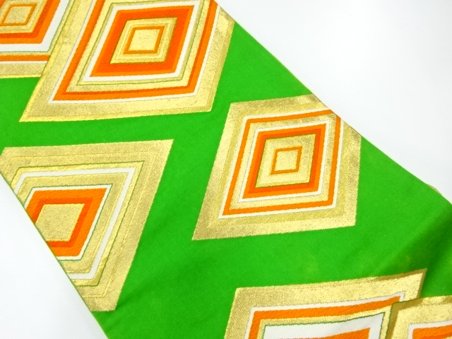 JAPANESE KIMONO / ANTIQUE FUKURO OBI / SILK / WOVEN RHOMBUS